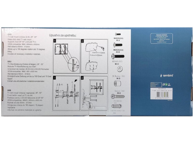Gembird WM-55RT-08 Nosač za TV Tilt 26"-55" 1100, Crni