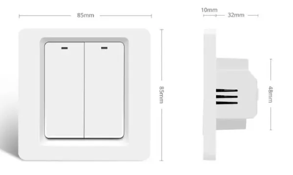 Gembird ZIGBEE-SWITCH-DS102 Pametni kućni prekidač 2 tastera WiFi, Beli