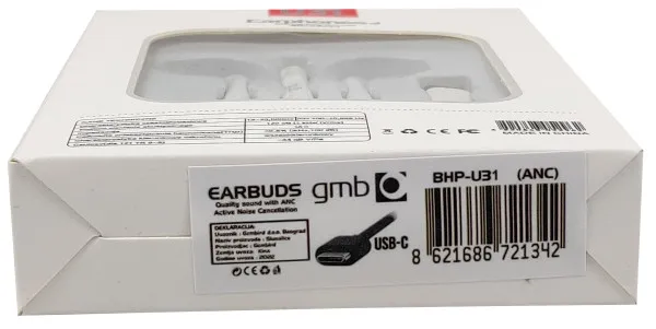 Gembird BHP-U31 Slušalice za telefon sa mikrofonom Type-C ANC, Bele