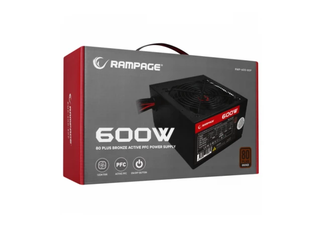 Rampage RMP-600-80P Napajanje 600W 80Plus Bronze 12cm fan APFC