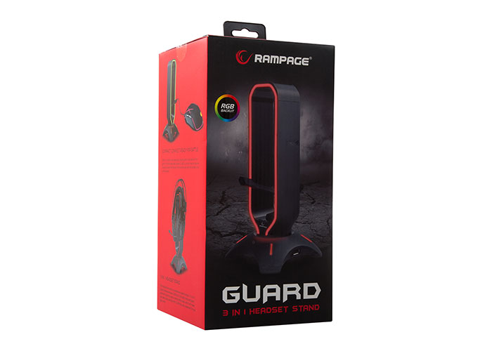 Rampage RM-H66 GUARD RGB Postolje za slušalice + držač kabla za miša 2xUSB
