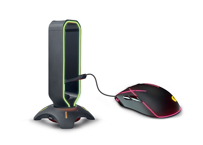 Rampage RM-H66 GUARD RGB Postolje za slušalice + držač kabla za miša 2xUSB