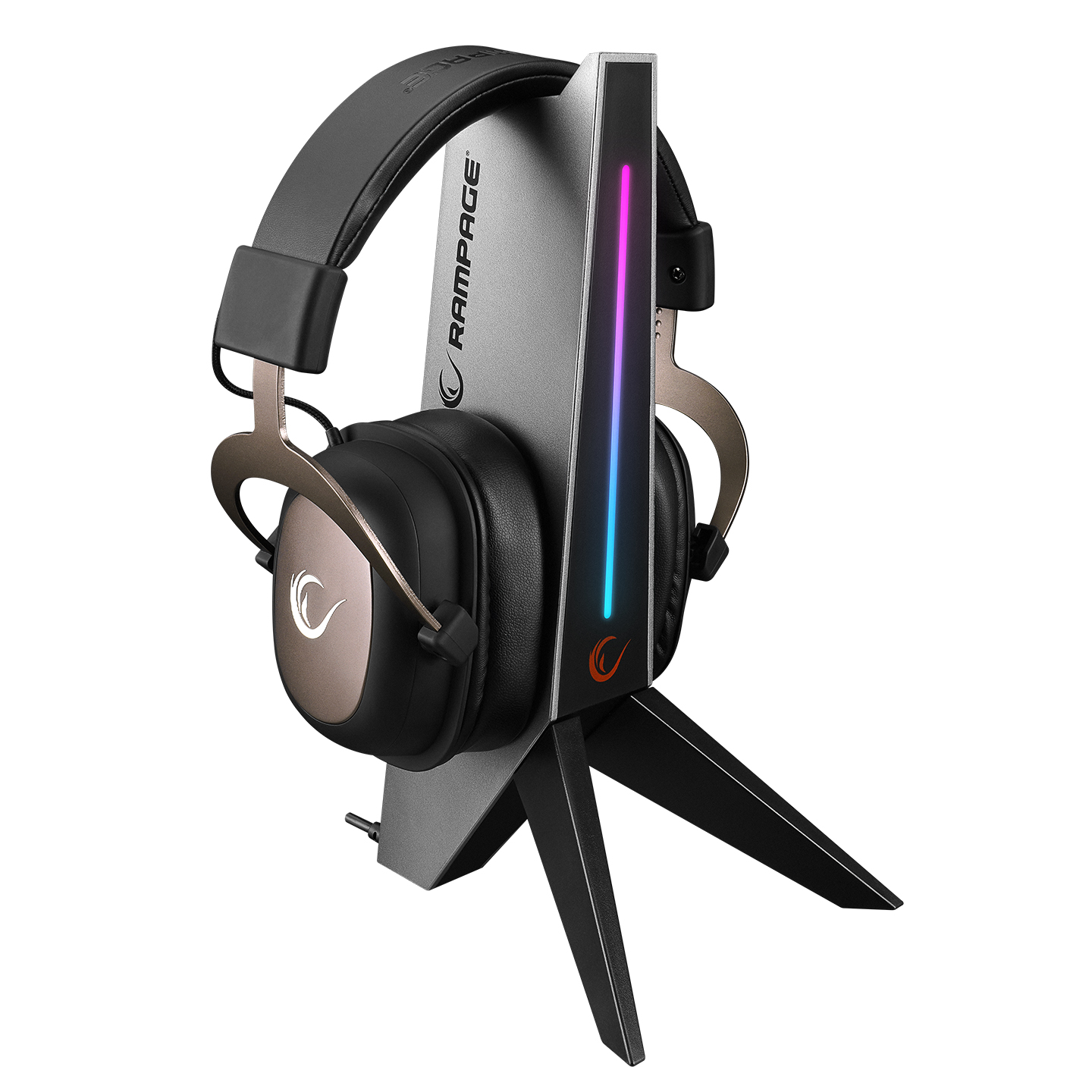 RAMPAGE RM-H20 Postolje za slušalice RGB 2xUSB sivo, Sivo
