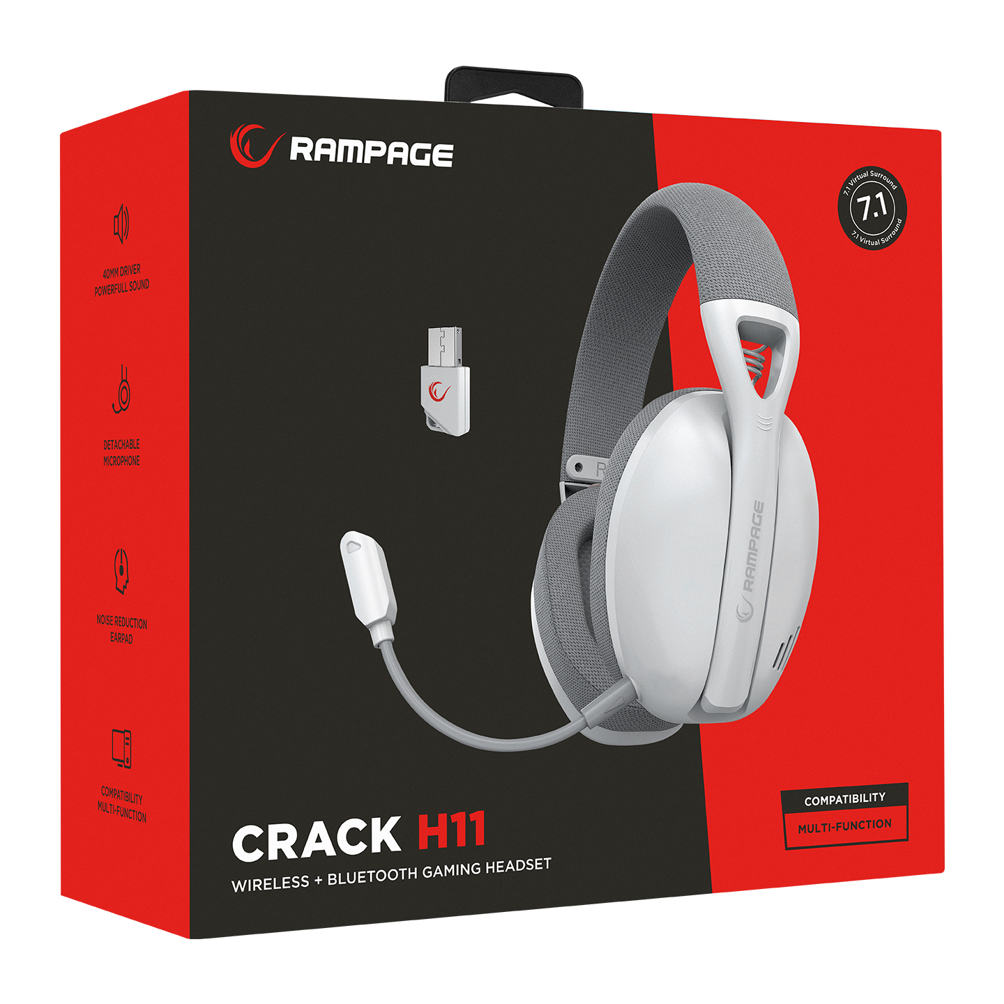 Rampage CRACK H11 37640 Gaming slušalice, Belo-sive