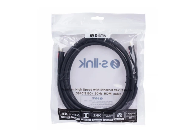S-Link SL-HDM4K13 Kabl HDMI na HDMI M/M v2.0 4K/60Hz 3m