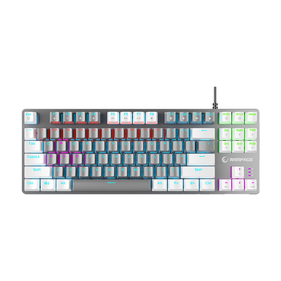 Rampage Snug K14 Rainbow TKL geјmerska tastatura 41855 siva/bela crveni prekidači mehanička engleski raspored
