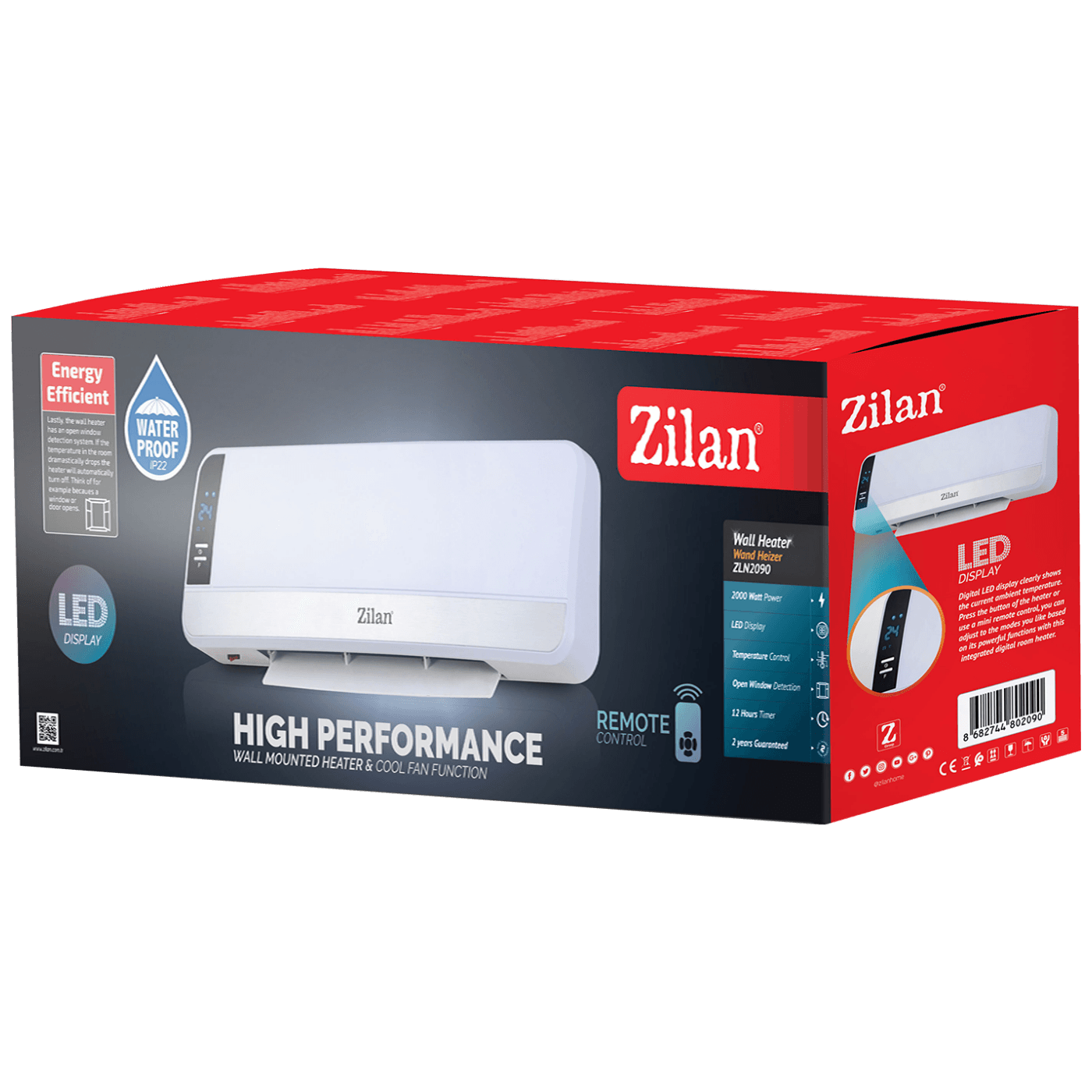 Zilan Nazidna grejalica daljinski 2000W LED Display