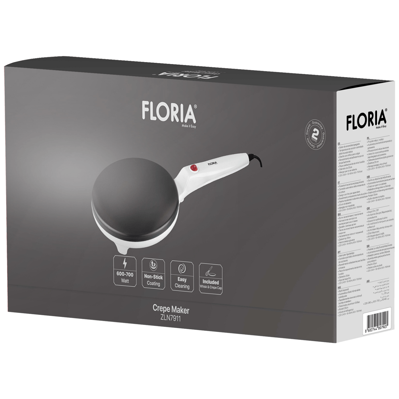Floria ZLN7911 Aparat za palačinke 700 W, Beli