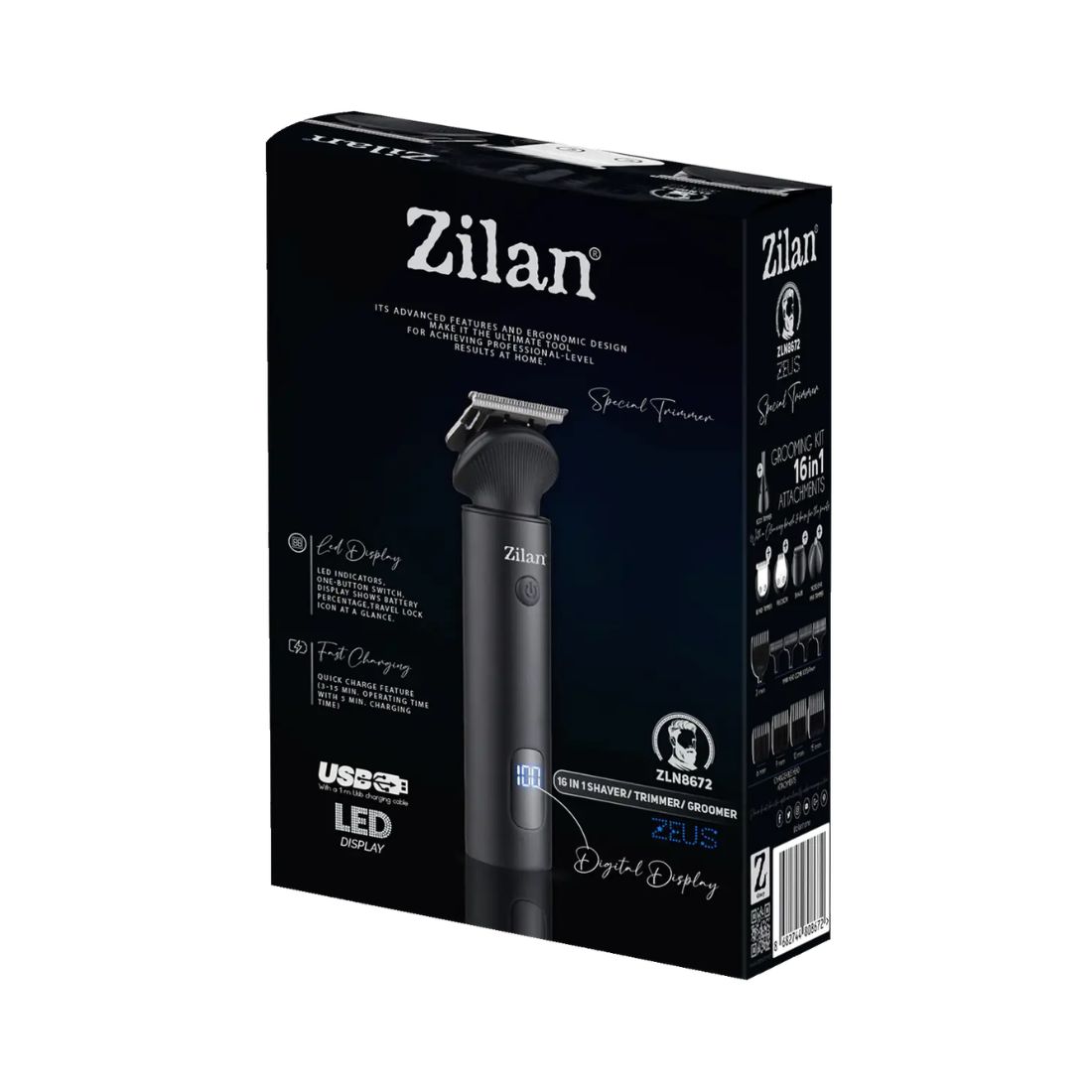 Zilan ZLN8672 Zeus Trimer sa nastavcima 16u1, Crni