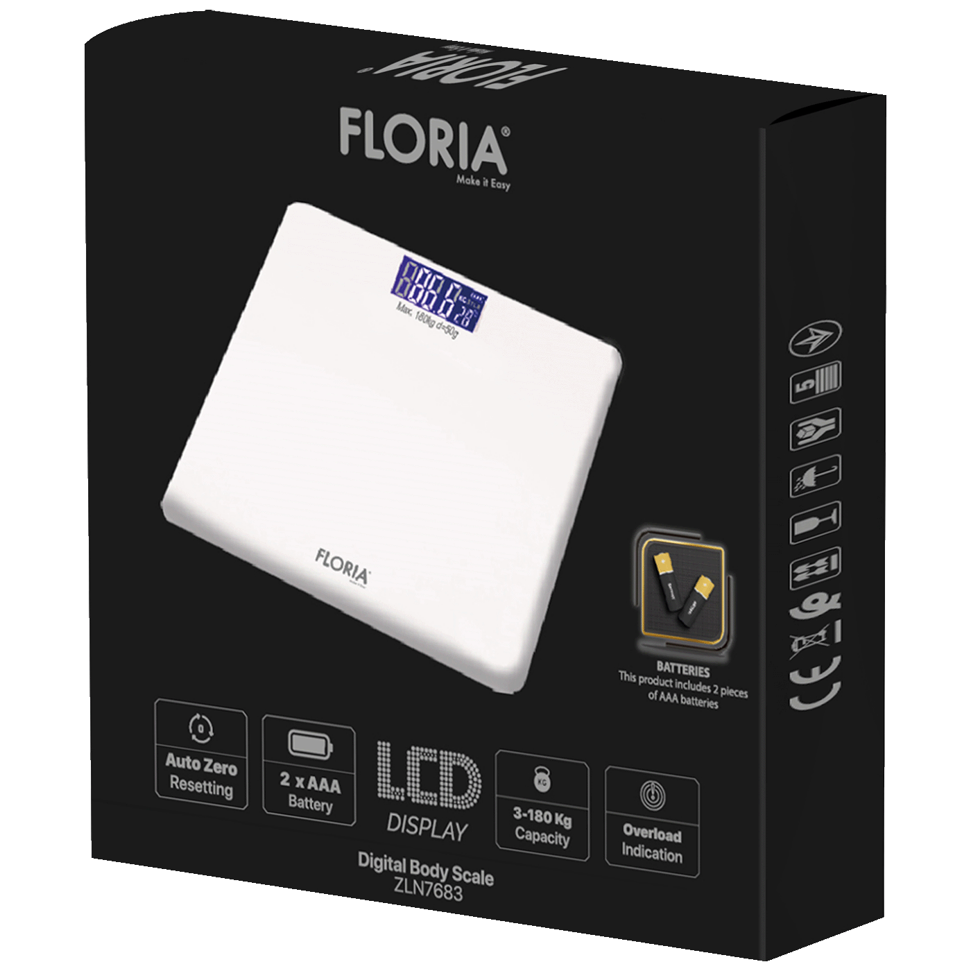 Floria ZLN7683 Vaga za telo do 180 kg, Bela