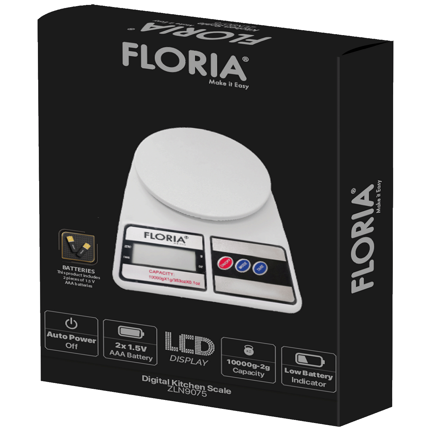 Floria ZLN9075 Vaga kuhinjska Do 1 kg, Bela