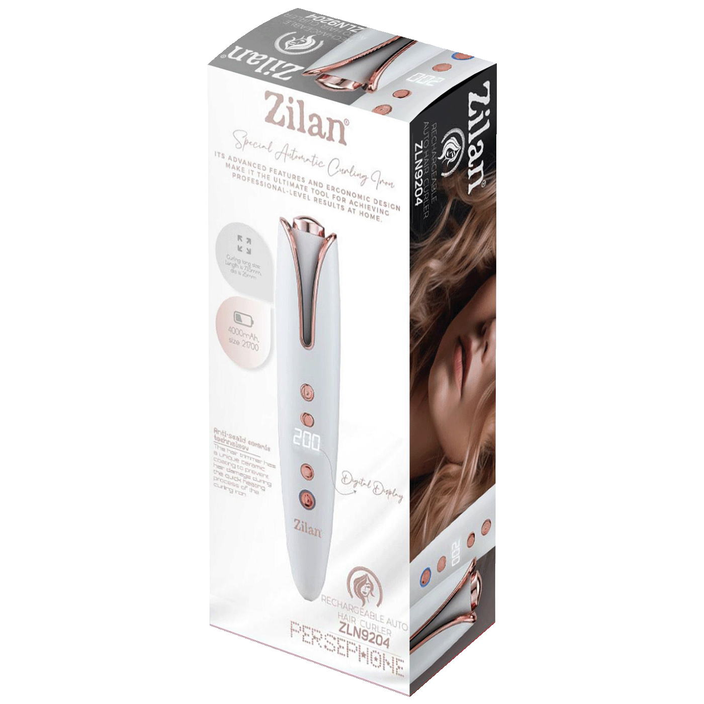 Zilan ZLN9204 Persephone Bežični uvijač za kosu 4000 mAh LED display, Bežična