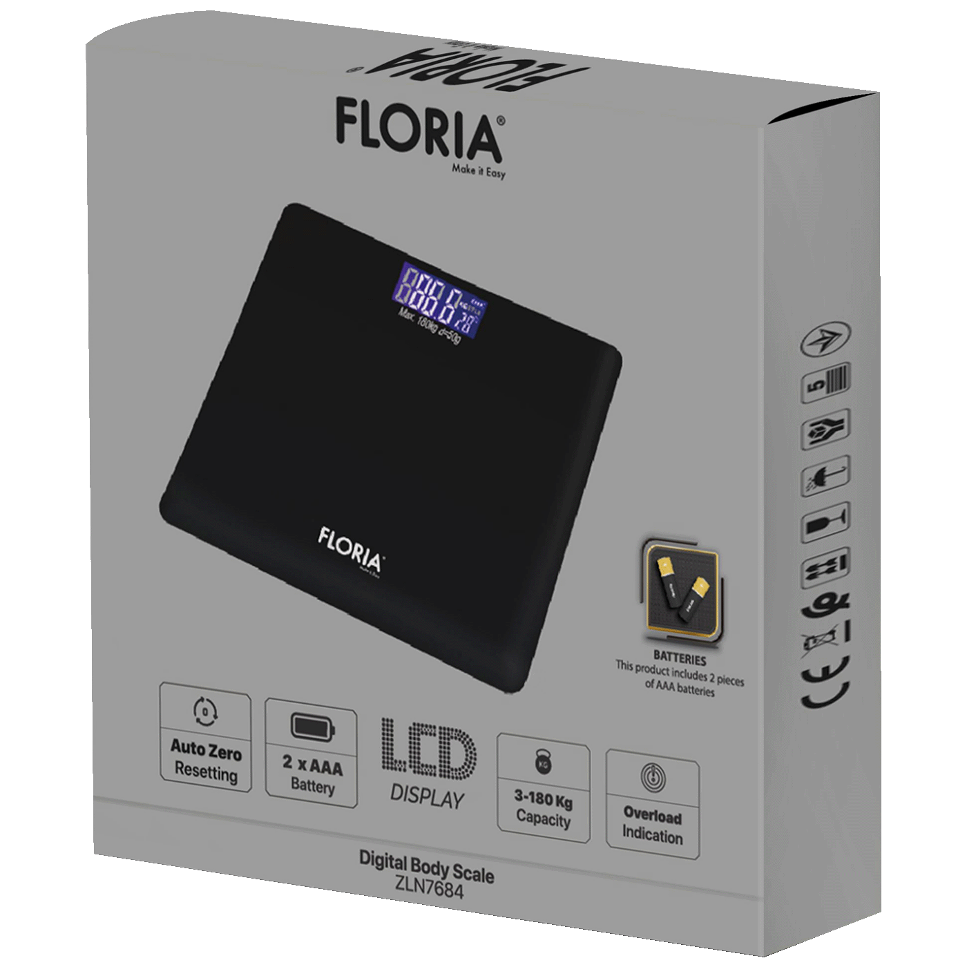 Floria ZLN7684 Vaga za telo do 180 kg, Crna