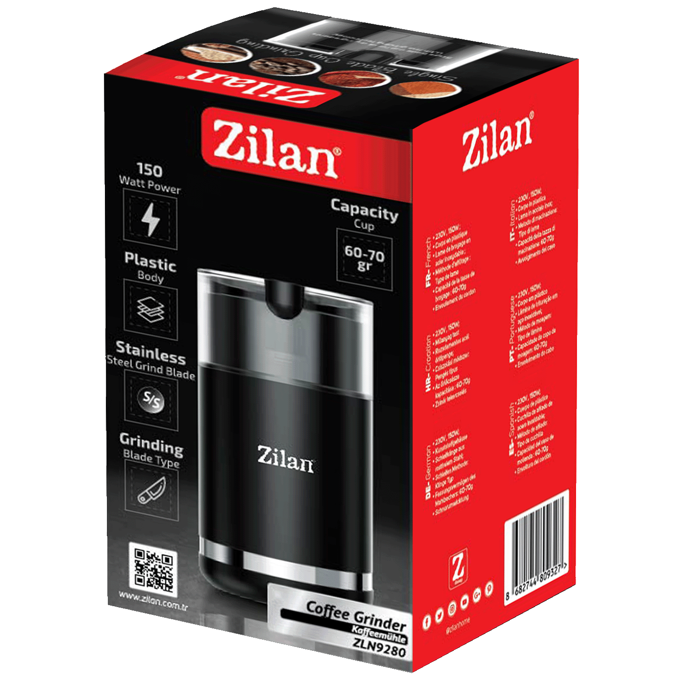Zilan ZLN9280 Mlin za kafu 150W, Crni