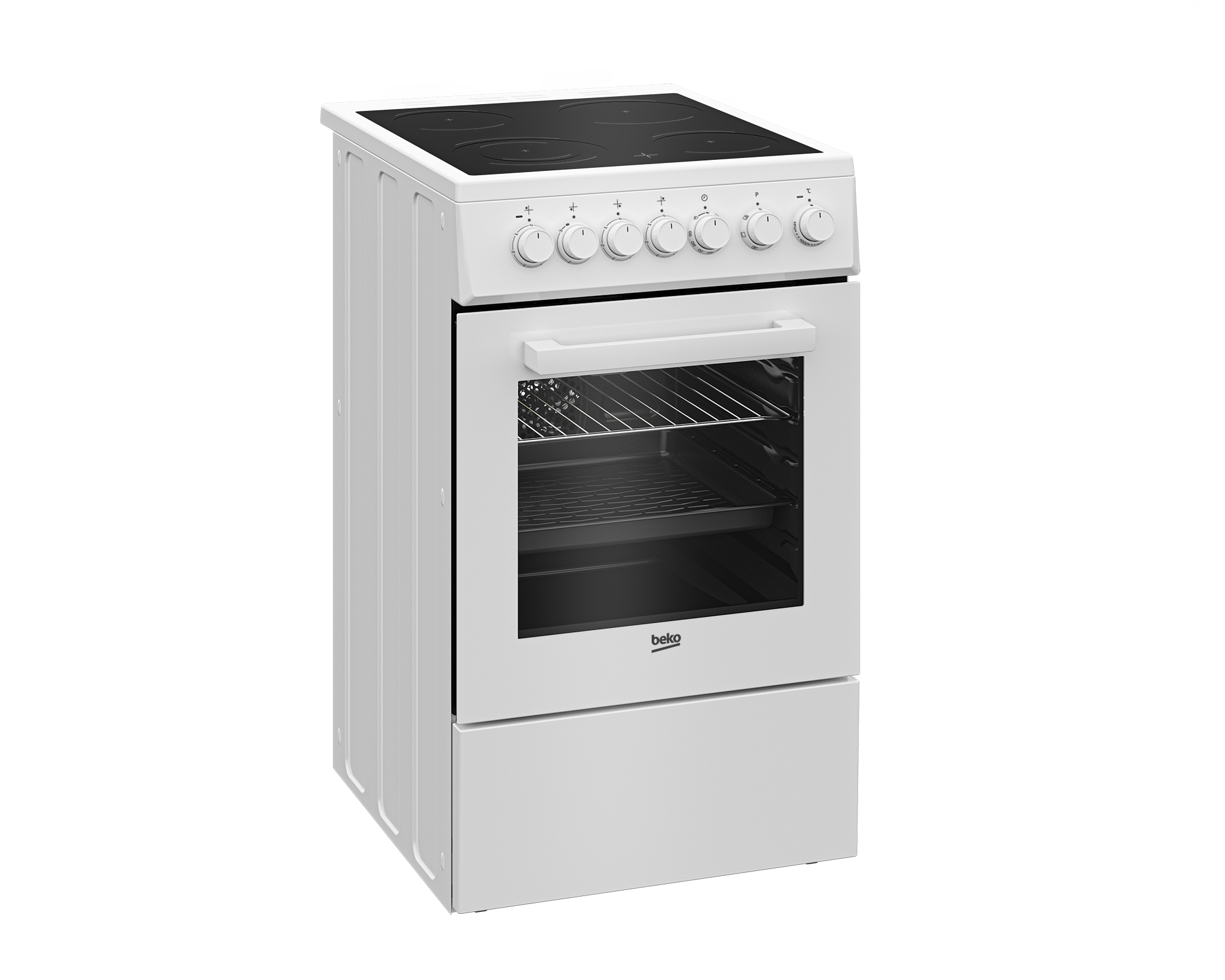 Beko FSE 57110 GW Električni šporet Ventilatorska rerna 55 l