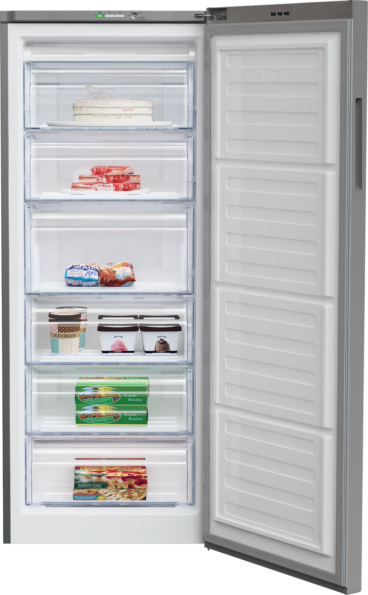 Beko RFSA240M41SN Vertikalni zamrzivač 215l 6 fioka Statički, Sivi