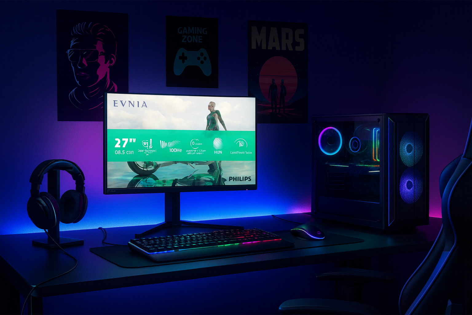 Philips Evnia 27M2N3500NL/00 Gaming monitor 27" VA 2560x1440 180Hz, Tamnosivi