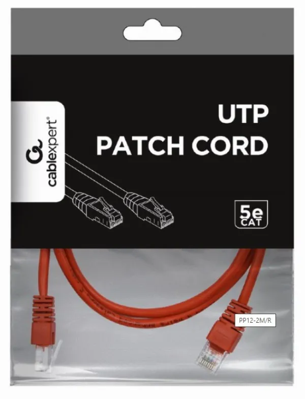 Gembird PP12-2M/R Mrežni kabl UTP CAT5e 2m, Crveni