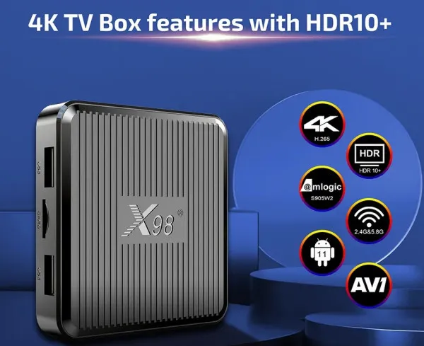 Gembird GMB-X98Q Smart TV Box 2/16GB daljinski X4 (odvojeno) S905W2 quad Mali-G31MP2 4K Kodi Android 11.0