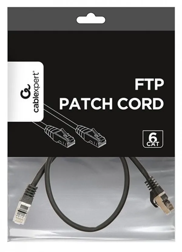Gembird PP6-1M/BK Mrežni kabl CAT6 FTP 1m, Crni