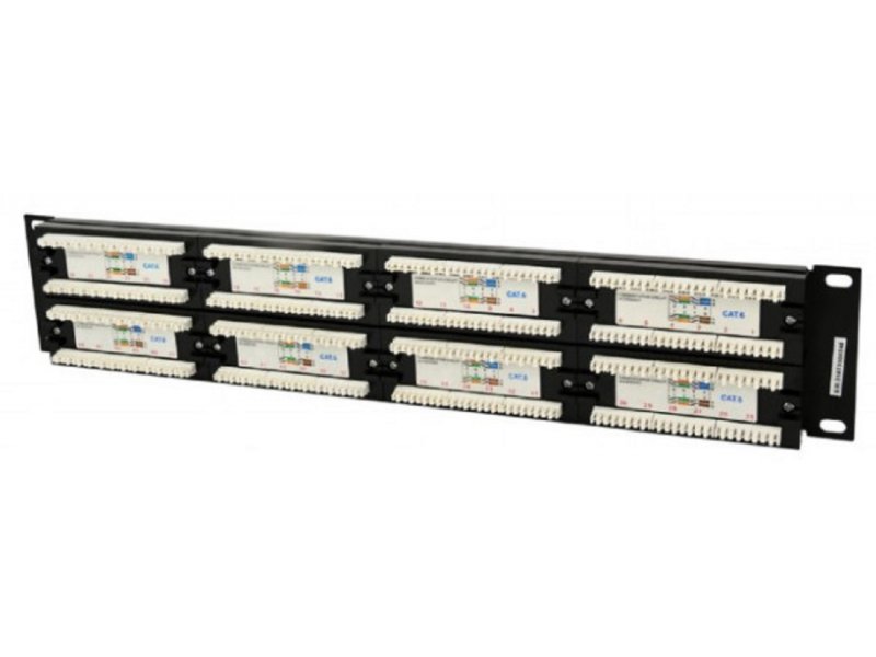 Gembird NPP-C648CM-001 Konektor 48 porta patch panel Cate, Crni