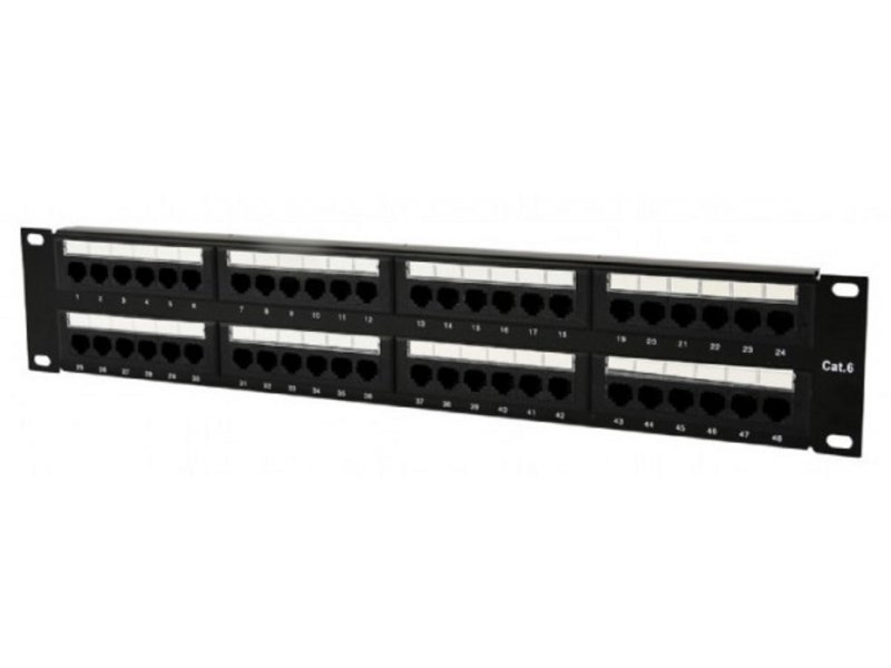 Gembird NPP-C648CM-001 Konektor 48 porta patch panel Cate, Crni