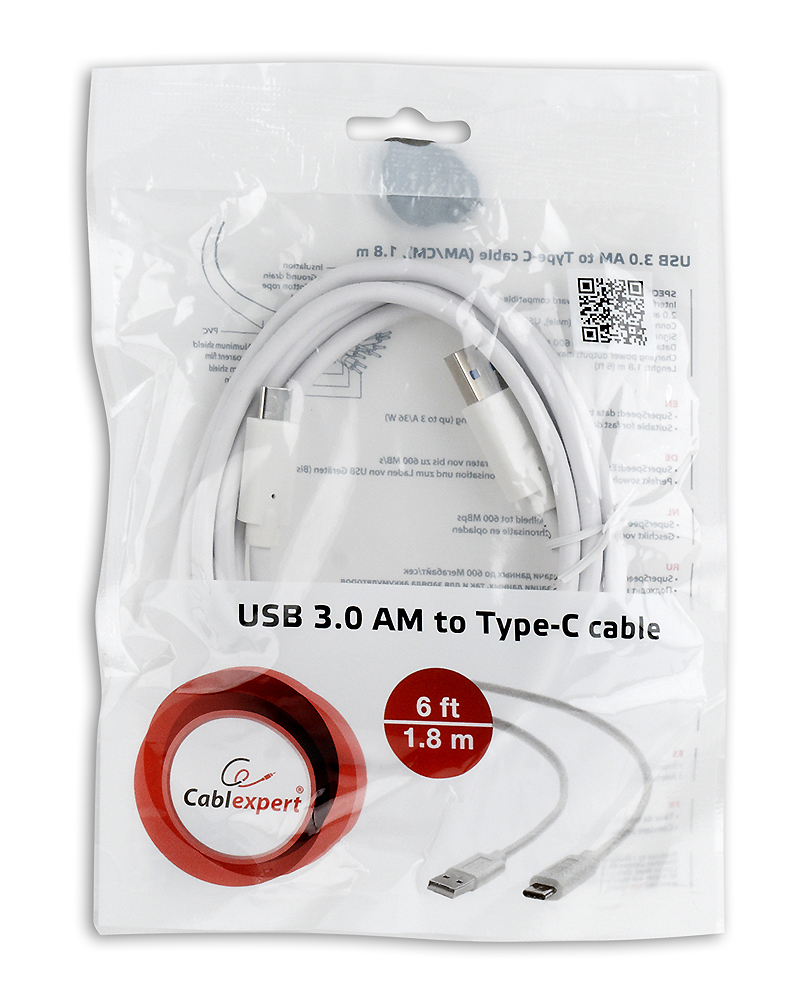 Gembird USB kabl 1,8 m USB 3.2 Gen 1 (3.1 Gen 1) USB A USB C, Belo