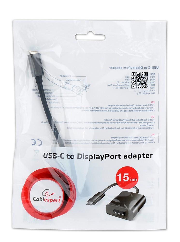 Gembird Adapter USB C na DisplayPort, Crni