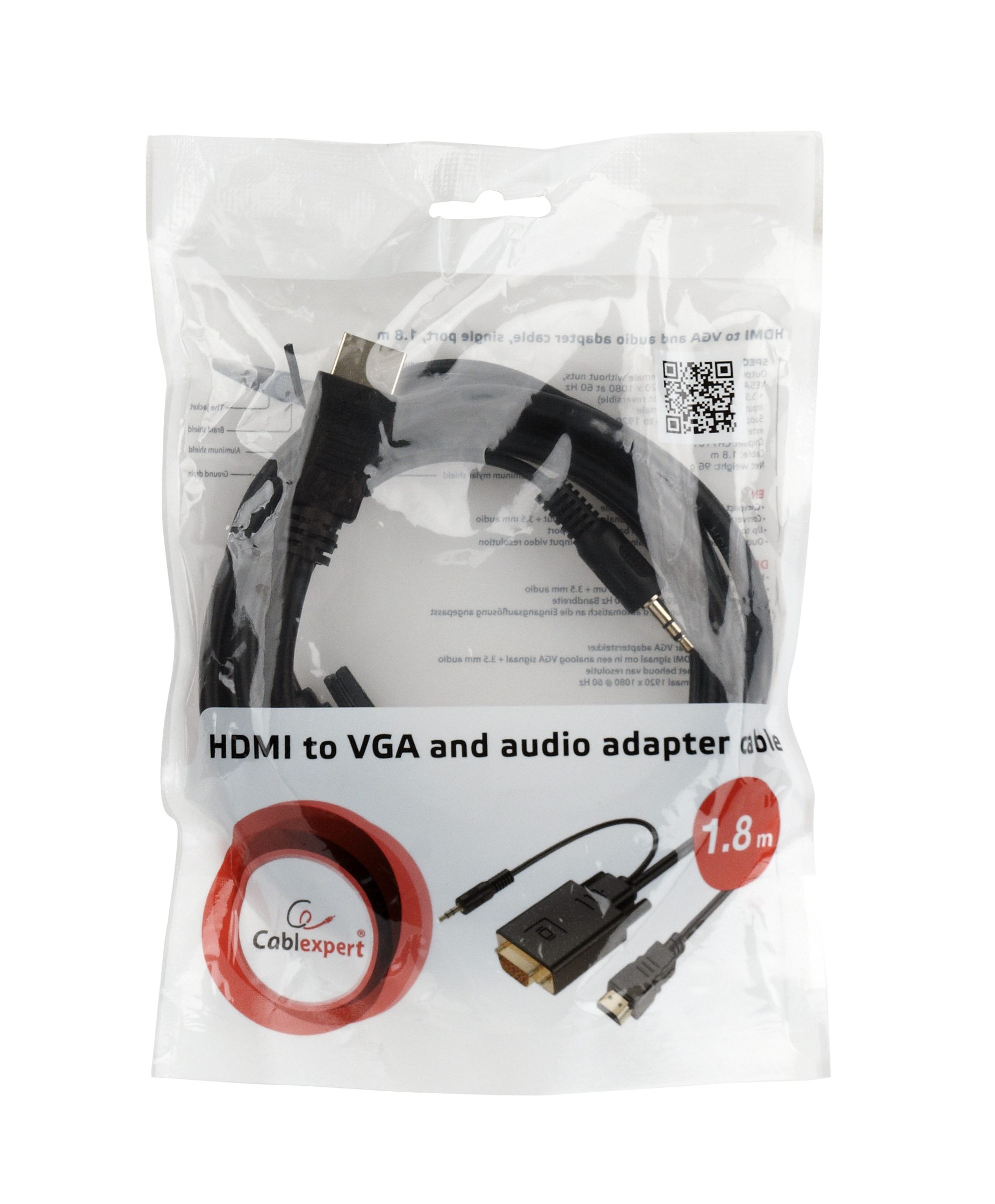 Gembird adapter za video kablove HDMI + + 3 m 3.5mm, Crno