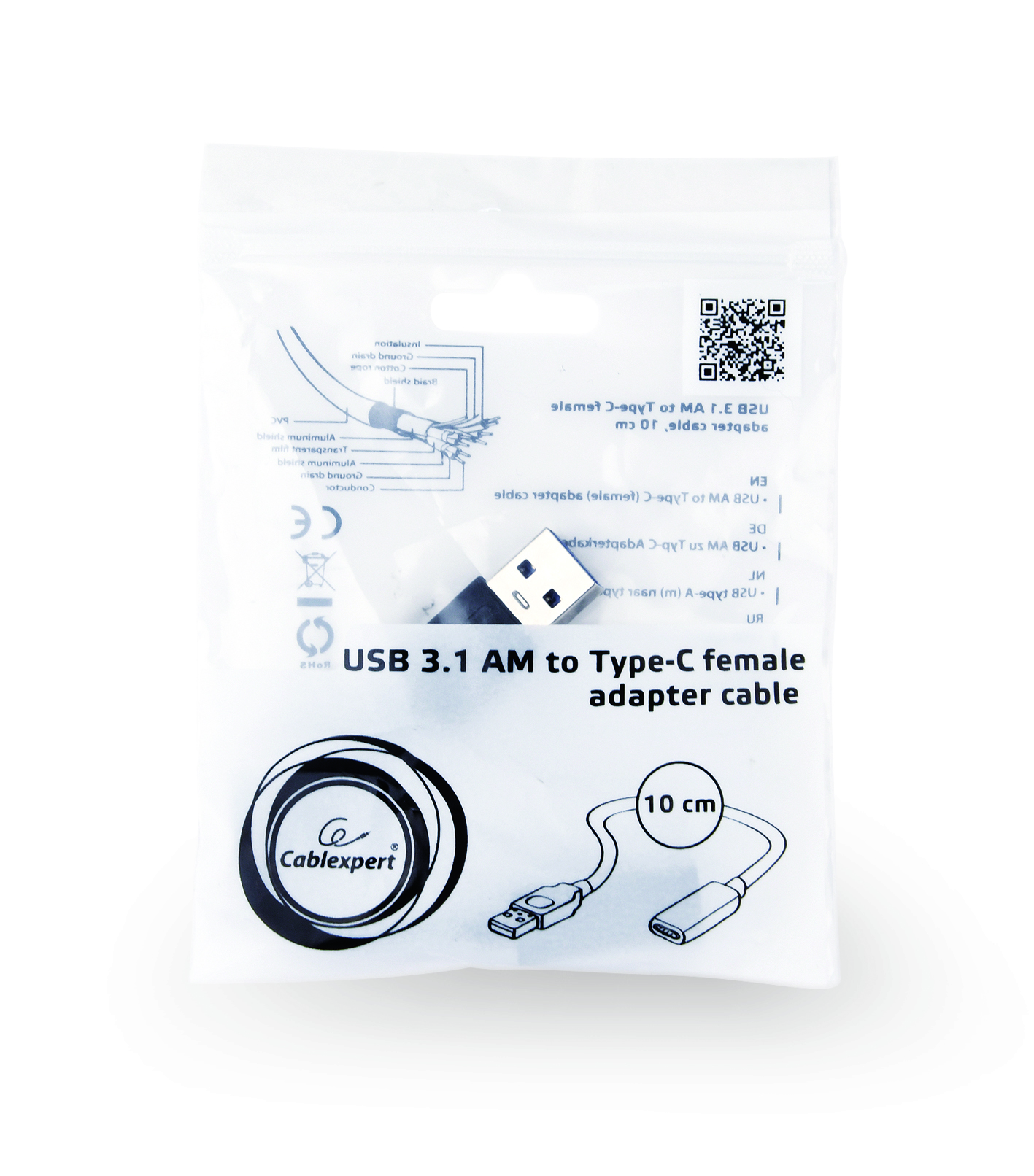 Gembird Adapter USB A na USB C 10cm, Crni
