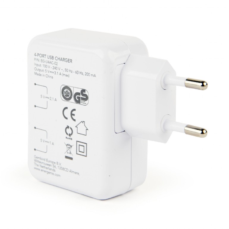 EnerGenie punjač za mobilne uređaje 3.1A, Belo