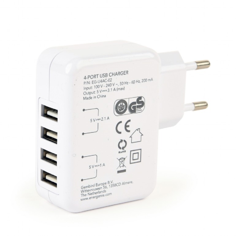 EnerGenie punjač za mobilne uređaje 3.1A, Belo