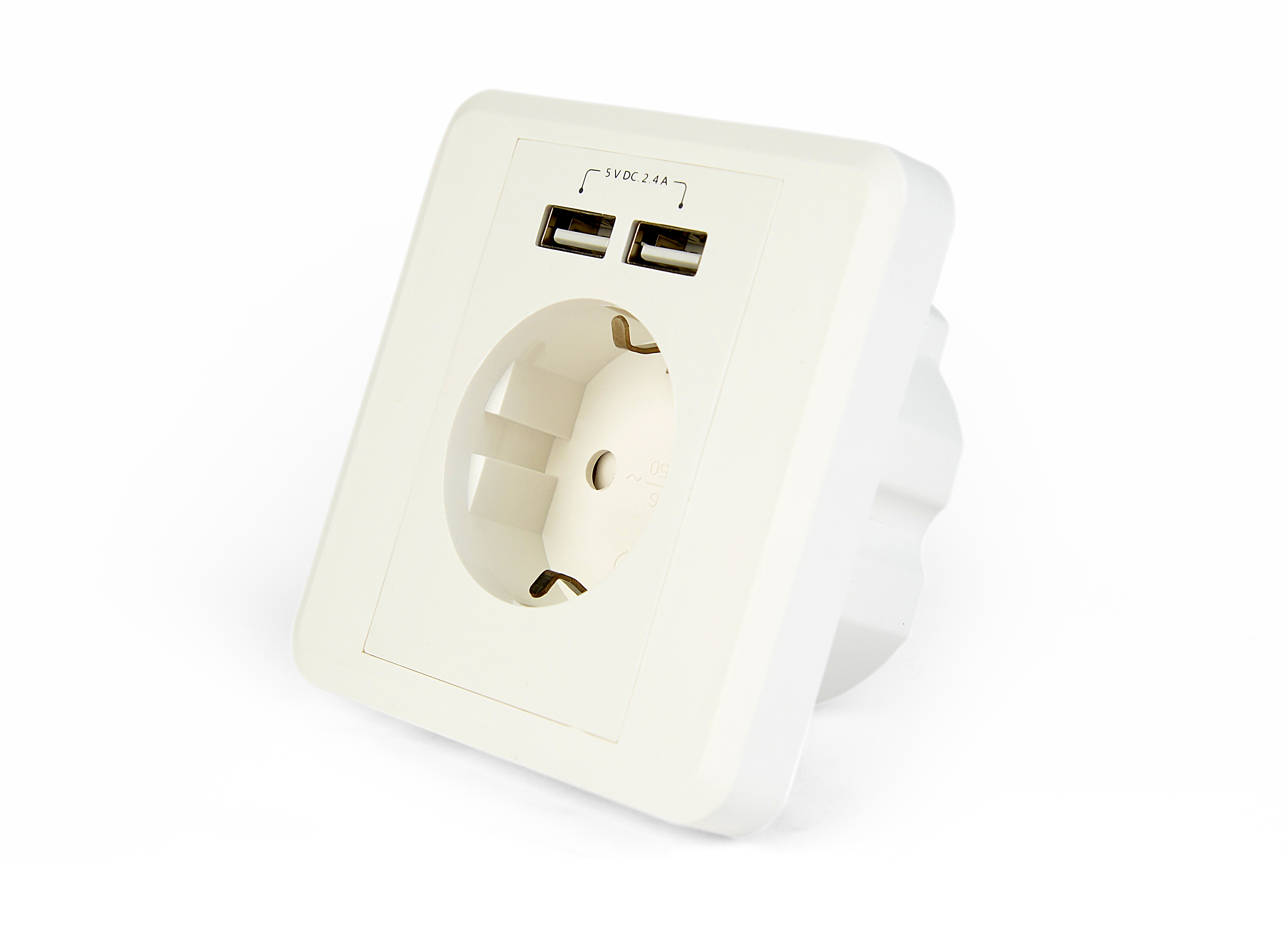 EnerGenie priključnica 2 x USB + CEE 7/3 2.4A, Bela