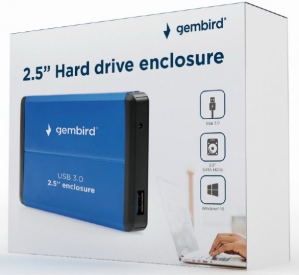 Gembird EE2-U3S-2-B Eksterno kućište za HDD 2.5 SATA USB 3.0 FO EE2-U3S-2-B, Plavo