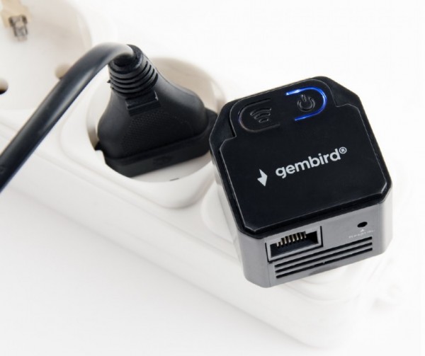 Gembird WNP-RP300-03-BK WiFi ripiter/ruter 300Mbps 2x3dBi RF pwr <20dBm 1x LAN, Crni