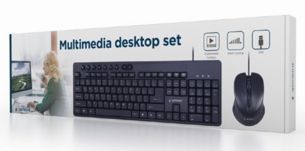 Gembird KBS-UM-04 Multimedia set miš + tastatura US layout crni, Crni