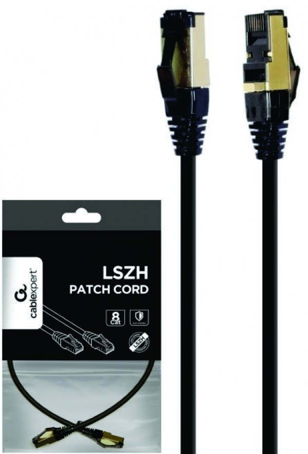 Gembird PP8-LSZHCU-BK-0.25M Mrežni kabl S/FTP Cat.8 LSZH patch cord, Crni