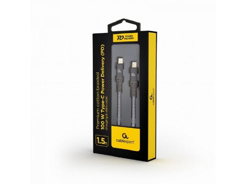 Gembird CC-USB2B-CMCM100-1.5M Gembird 100W Type-C Power Delivery (PD) premium charging & data cable 1.5m