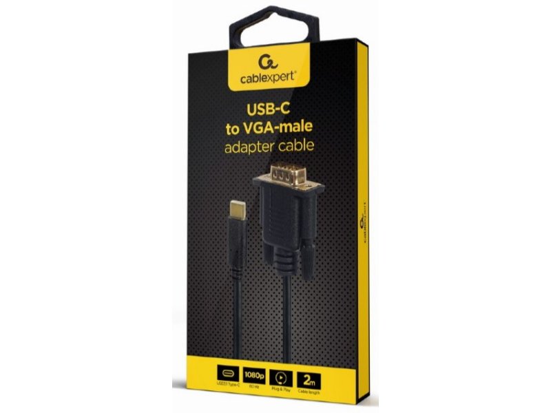 Gembird A-CM-VGAM-01 Adapter USB-C na VGA-M 2 m Blister, Crni