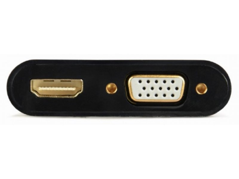 Gembird A-HDMIM-HDMIFVGAF-01 Adapter/Kabl HDMI M to HDMI F + VGA F + audio, Crni