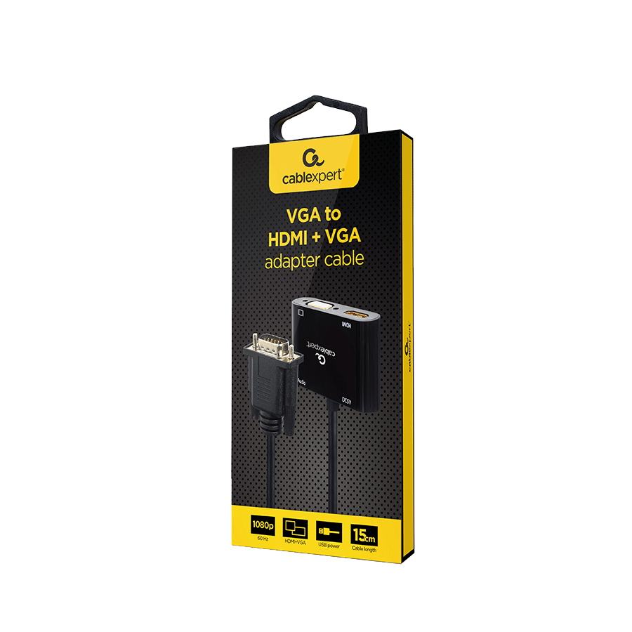 Gembird A-VGA-HDMI-02 Video adapter kabl VGA na HDMI + VGA 0,15 m, Crni