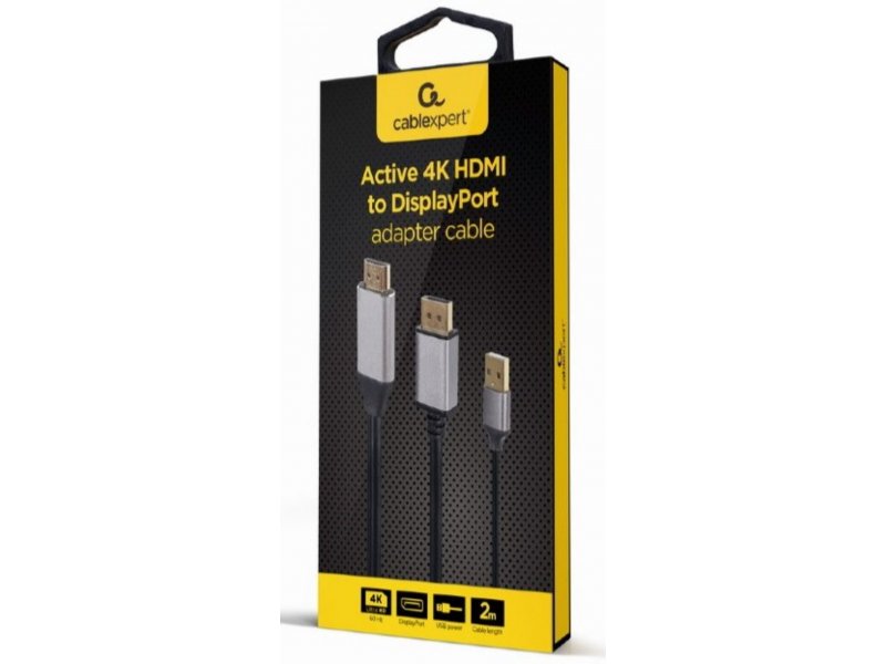 Gembird A-HDMIM-DPM-01 Adapter/Kabl HDMI (muški) na DisplaiPort (muški) 2m, Crni