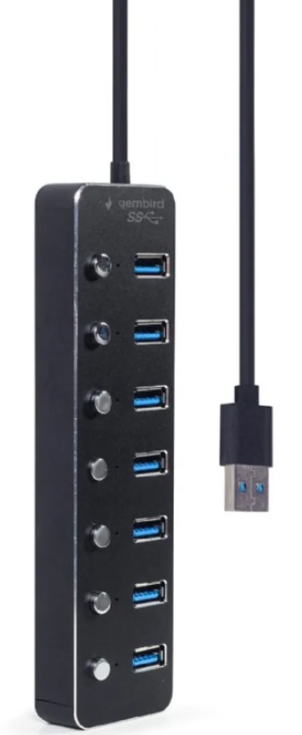 Gembird UHB-U3P7P-01 7-port Hub 7xUSB 3.1, Crni