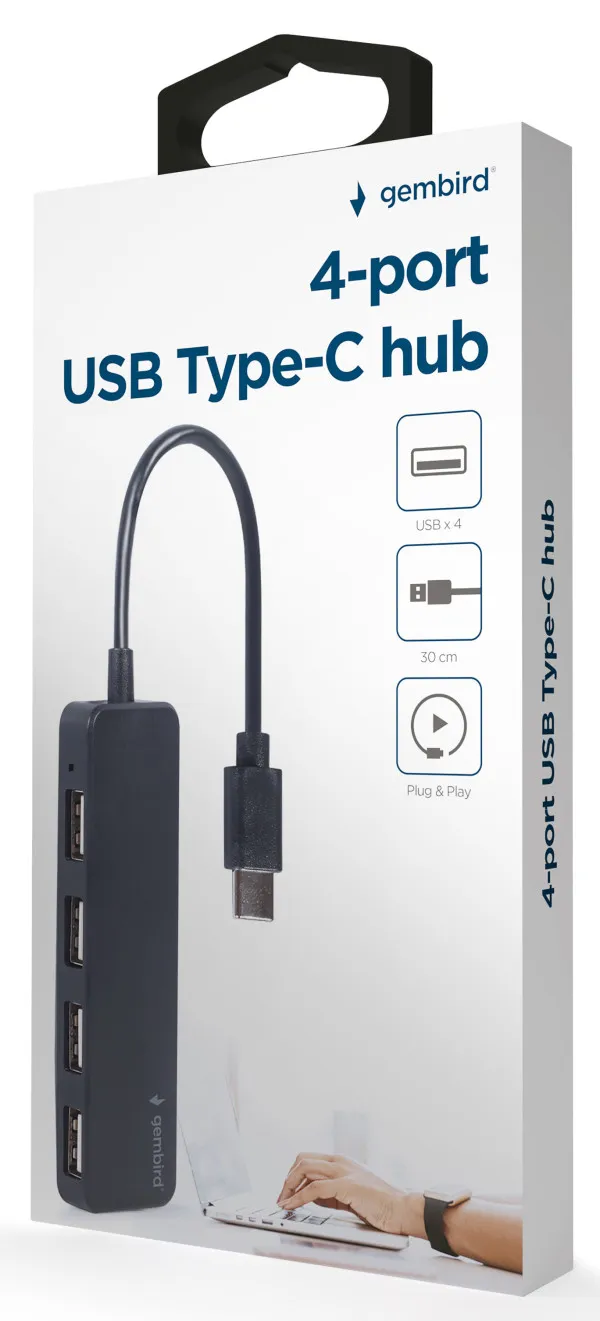 Gembird UHB-CM-U2P4-01 Hub 4xTip-C, Crni