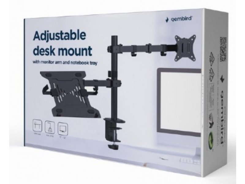 GEMBIRD Podesivi stoni drzač za monitor + nosač za laptop MA-DA-03 crni