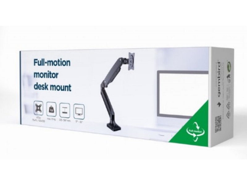 Gembird MA-DA1-03 Podesivi stoni drzač za monitor, Crni