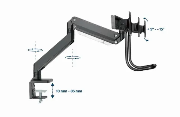 Gembird MA-DA3-03 Podesivi stoni drzač za tri monitora 17-27" 3x6kg