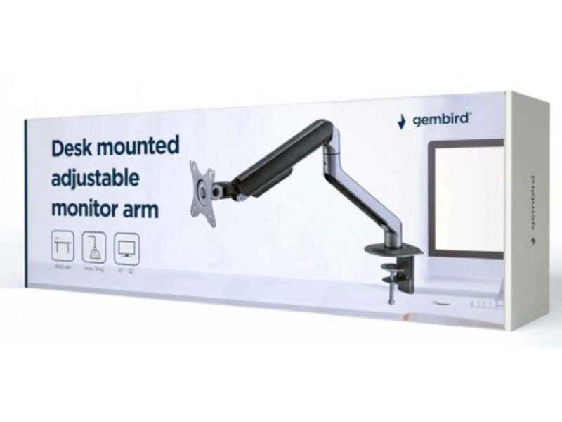 Gembird MA-DA1-05 Podesivi držač za monitor sivi, Sivi