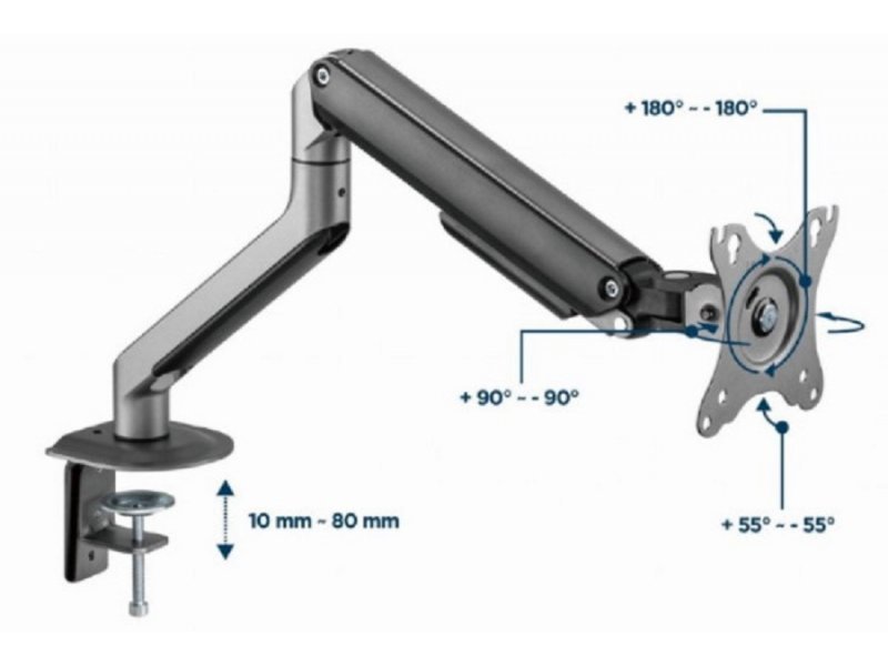 Gembird MA-DA1-05 Podesivi držač za monitor sivi, Sivi