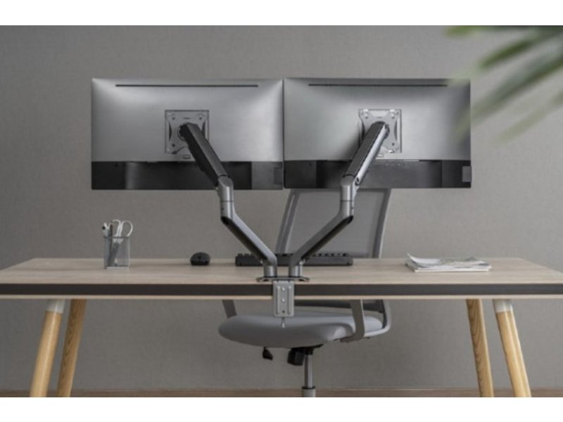 Gembird MA-DA2-05 Podesivi dupli stoni drzač za monitor sivi